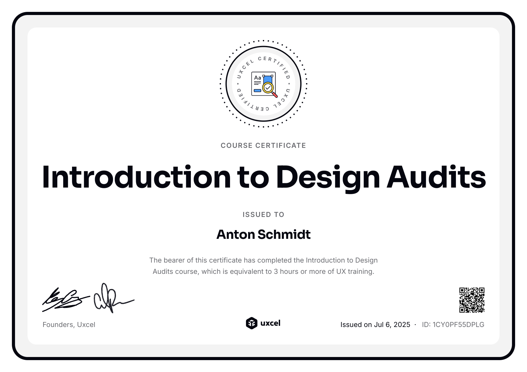 Anton Schmidt's certificate